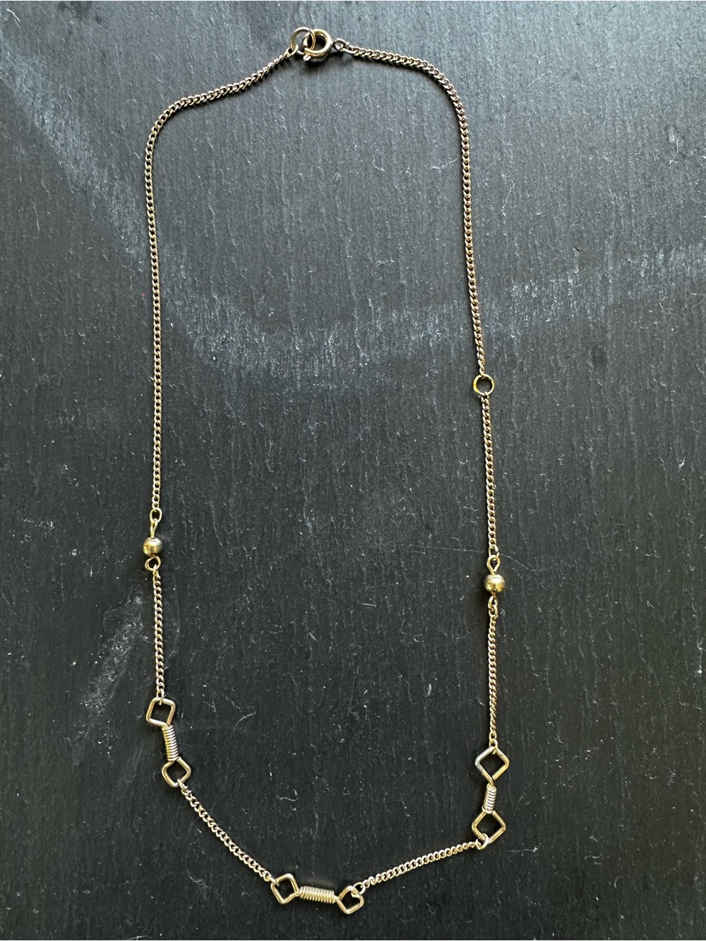 Vintage Gold-Tone Necklace or Anklet | Geometric Link Design | Adjustable Length